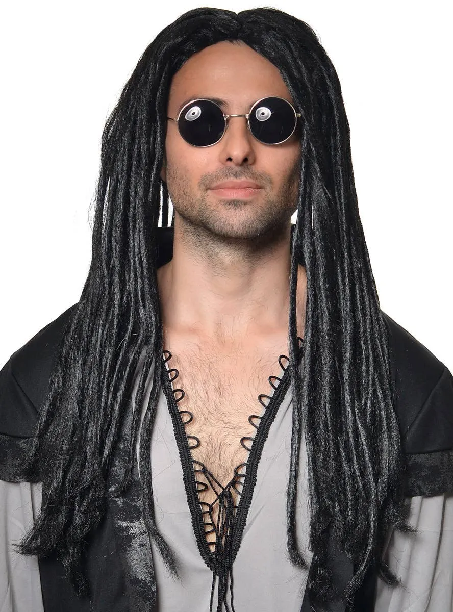 Dreadful Pirate Mens Black Dreadlocks Costume Wig