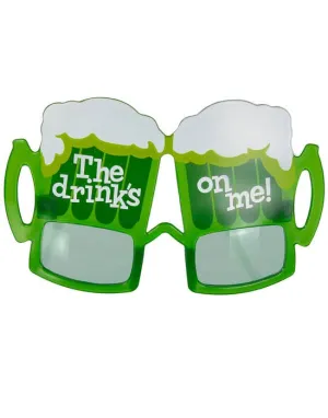 Drink's On Me St Patrick's Day Glasses Costume Accessory