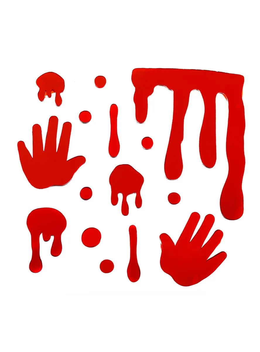 Dripping Blood and Hand Prints Red Gel Window Clings