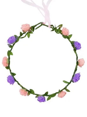 Dusty Pink and Purple Flower Headpiece Costume Accessory
