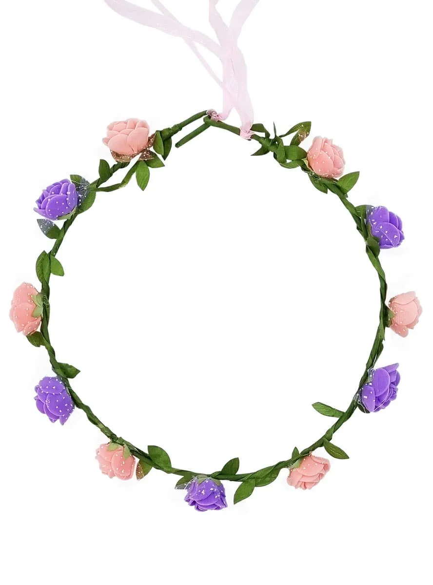 Dusty Pink and Purple Flower Headpiece Costume Accessory