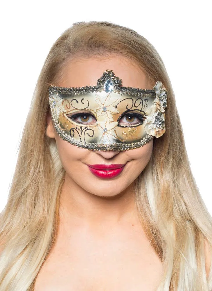 Edwardian Black and Ivory Adults Masquerade Mask