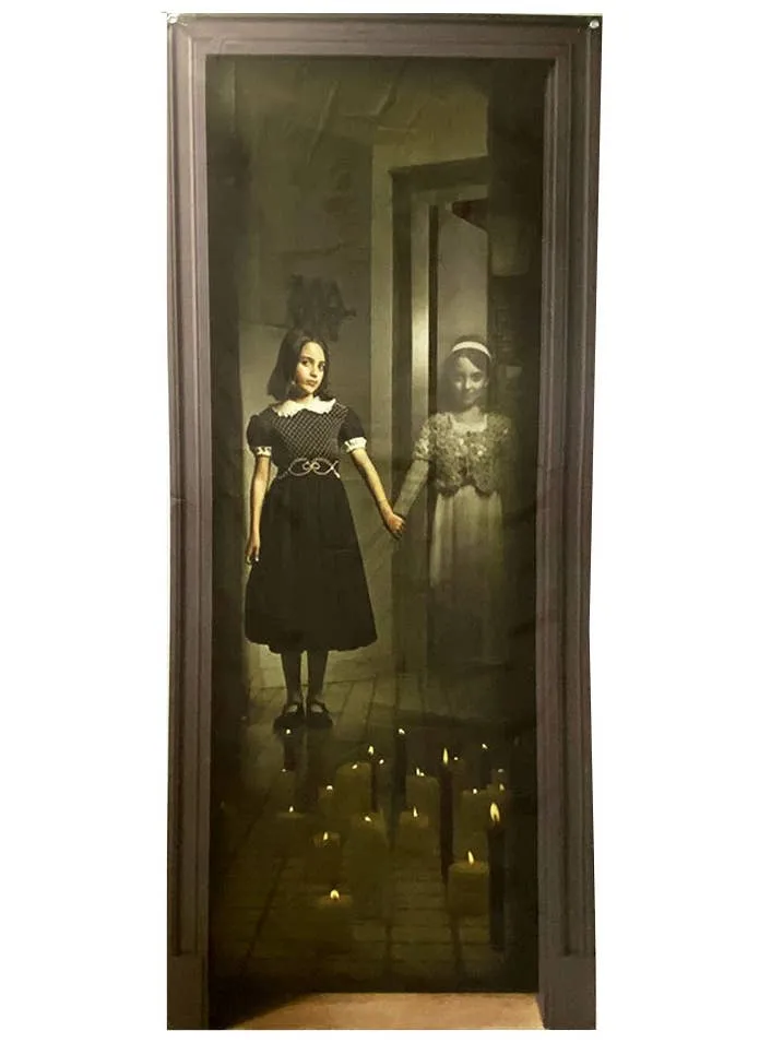 Eerie Ghost Girl Print Curtain Halloween Decoration