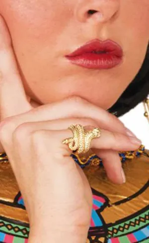 Egyptian Goddess Cleopatra Gold Snake Ring