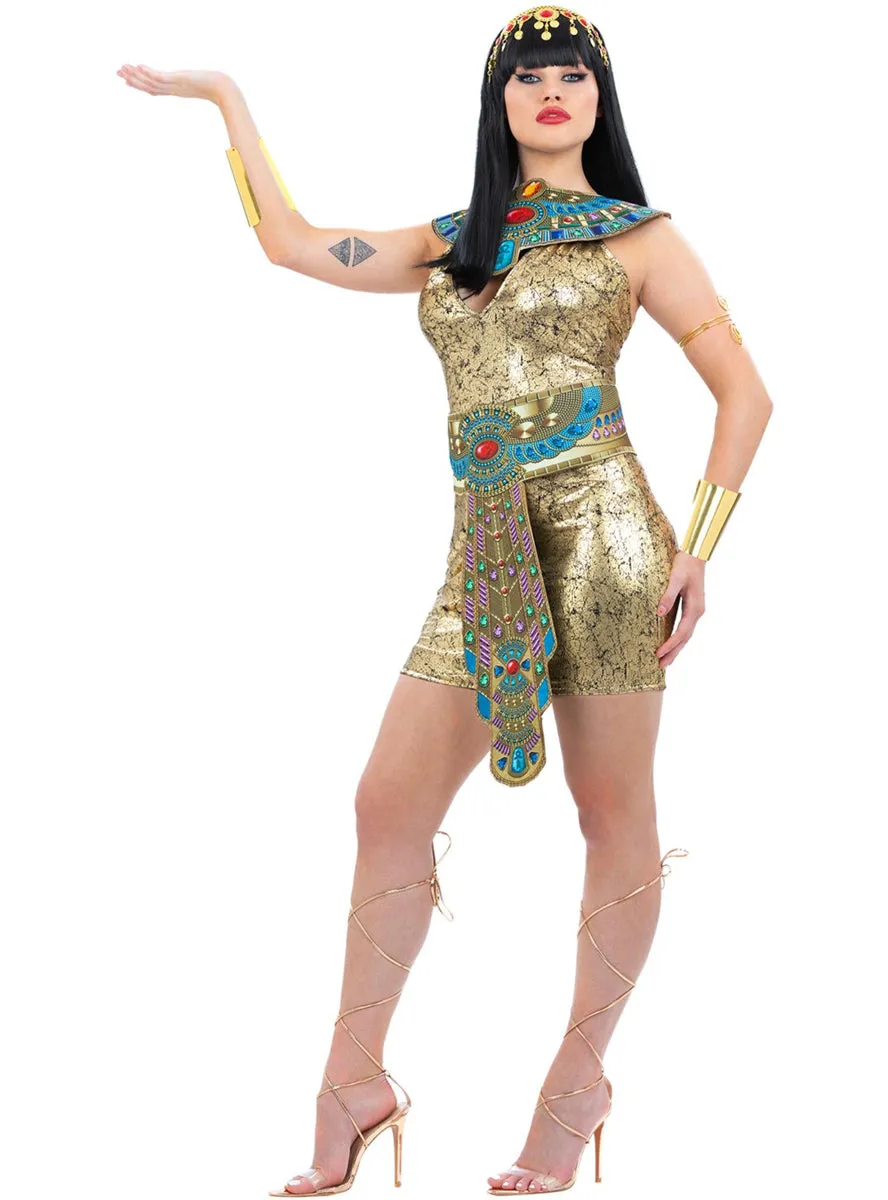 Egyptian Goddess Sexy Womens Gold Cleopatra Costume