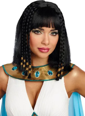 Egyptian Queen Womens Black Blunt Cut Cleopatra Costume Wig