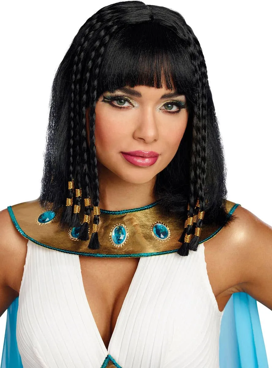 Egyptian Queen Womens Black Blunt Cut Cleopatra Costume Wig