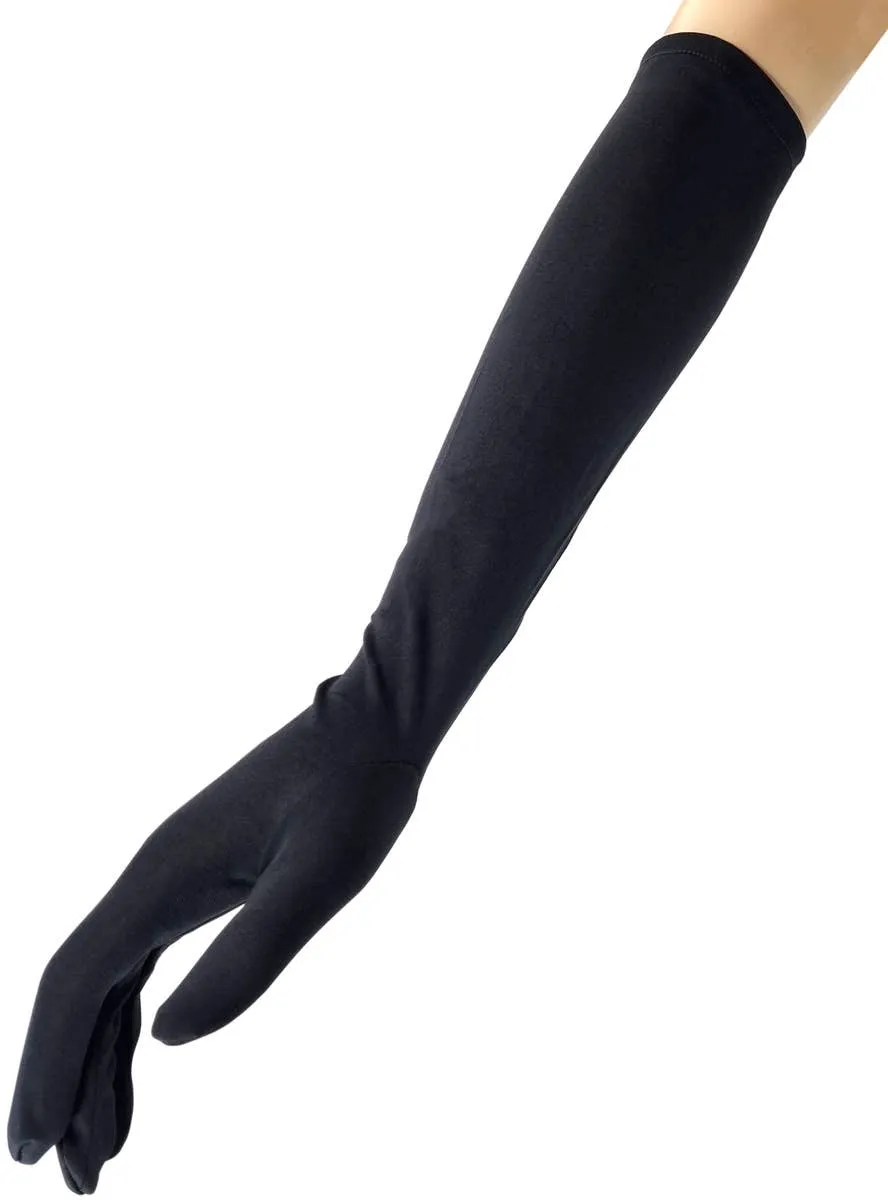 Elbow Length Black 45cm Long Costume Gloves