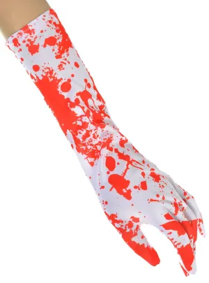 Elbow Length Blood Splattered Halloween Costume Gloves
