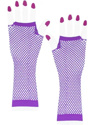 Elbow Length Fishnet 80s Fashion Fingerless Costume Gloves