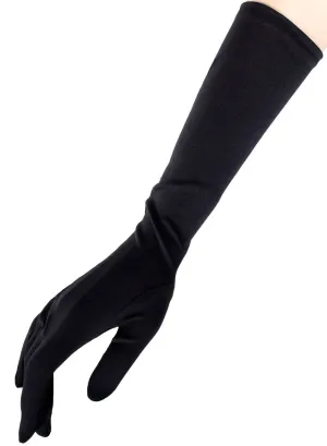 Elbow Length Matte Black Costume Gloves