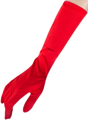 Elbow Length Matte Red Costume Gloves