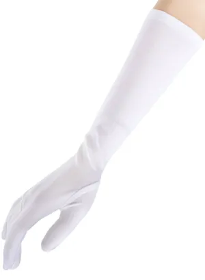 Elbow Length Matte White Costume Gloves