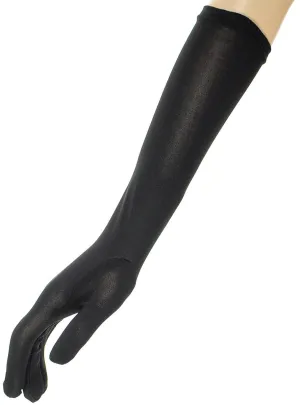 Elbow Length Stretchy Black Costume Gloves