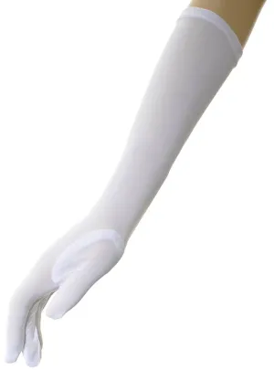 Elbow Length Stretchy White Costume Gloves