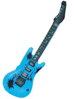 Electric Blue Inflatable 1980s Rock Star Guitar