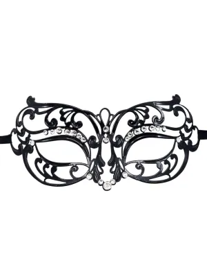 Elegant Black Metal Masquerade Mask with Rhinestones