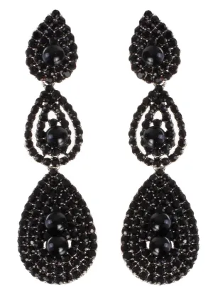 Elegant Black Rhinestone Drop Earrings