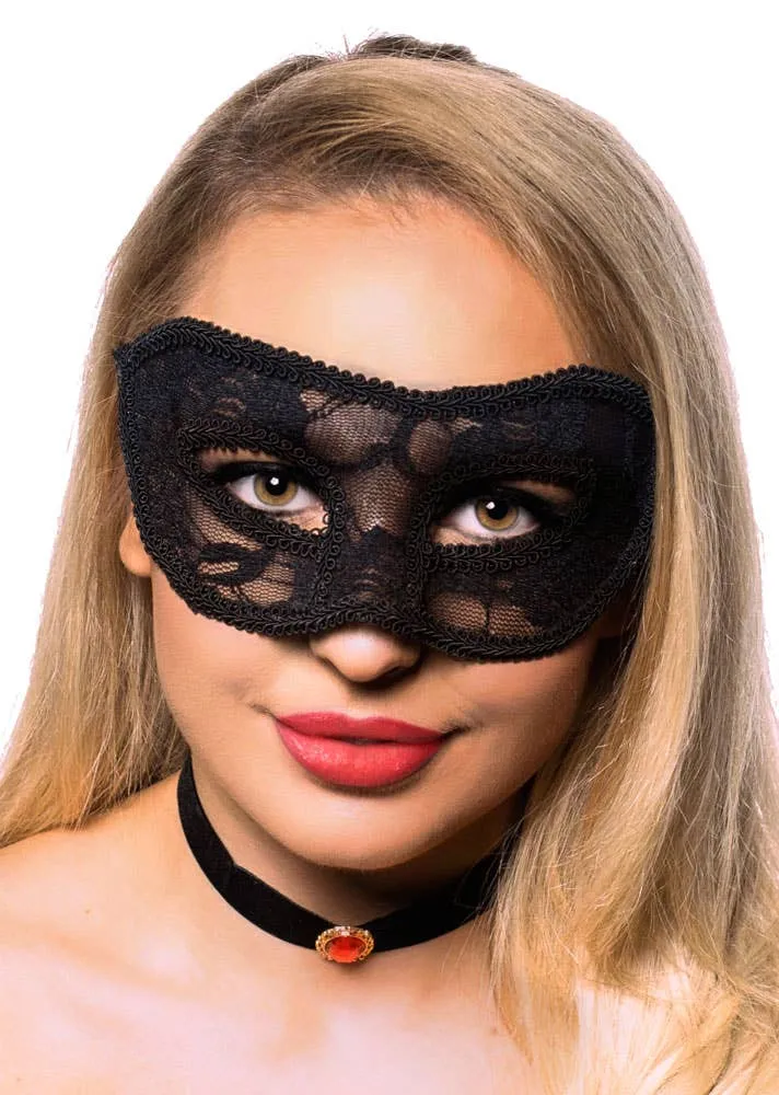 Elegant Black Transparent Lace Masquerade Mask