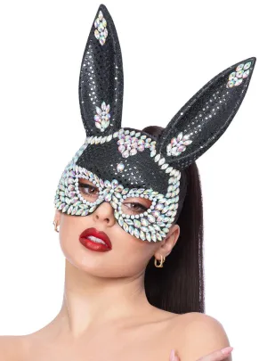 Elegant Jewelled Womens Black Rabbit Costume Mask