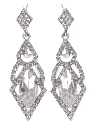 Elegant Silver Rhinestone Drop Earrings