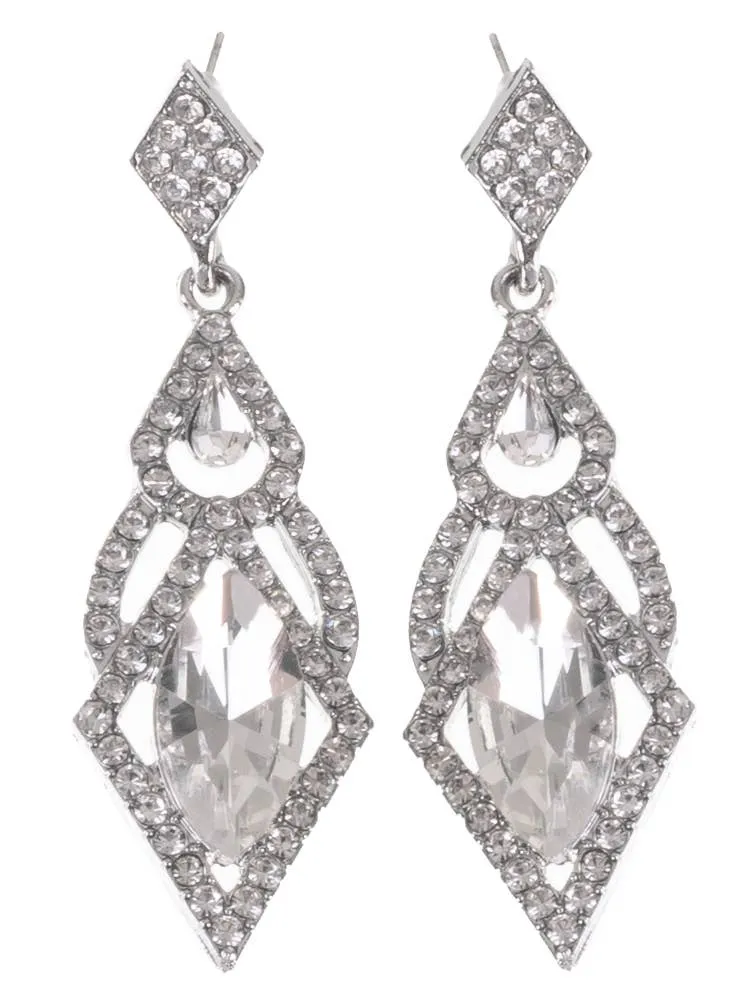 Elegant Silver Rhinestone Drop Earrings