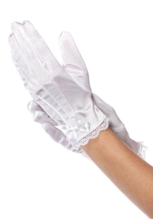 Elegant Victorian Girls White Lace Gloves