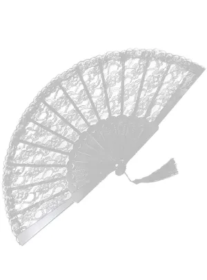 Elegant White Lace Fan Costume Accessory