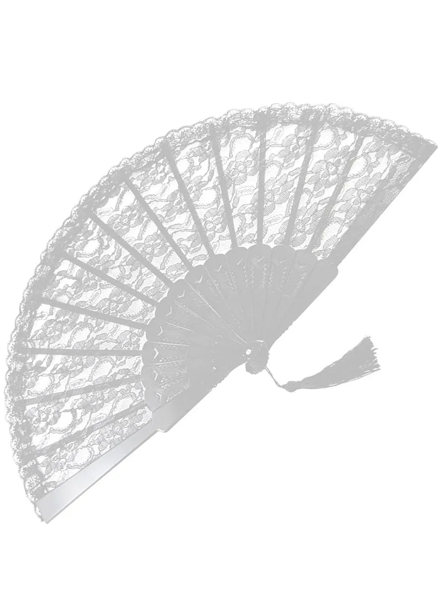 Elegant White Lace Fan Costume Accessory