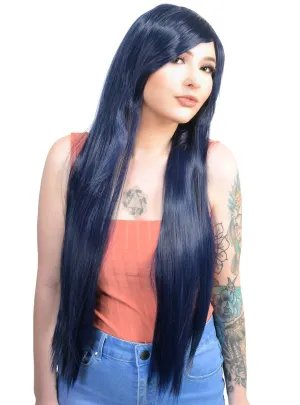 Elena Navy Blue Womens Long Straight Costume Wig