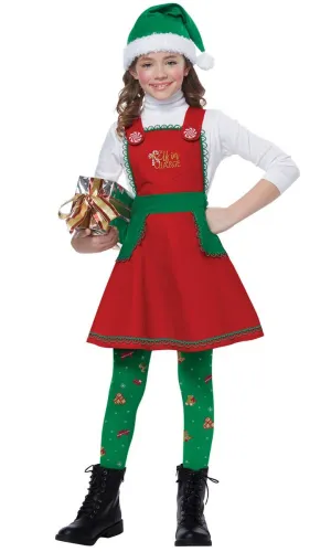 Elf In Charge Girls Christmas Fancy Dress Costume