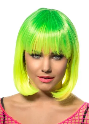 Eliza Yellow & Green Two-Tone Deluxe Bob Wig