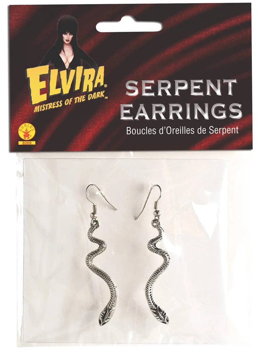 Elvira Silver Snake Costume Earrings