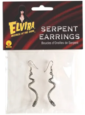 Elvira Silver Snake Costume Earrings