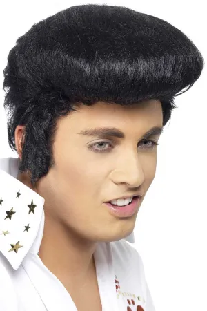 Elvis Presley Mens Black 1950s Costume Wig