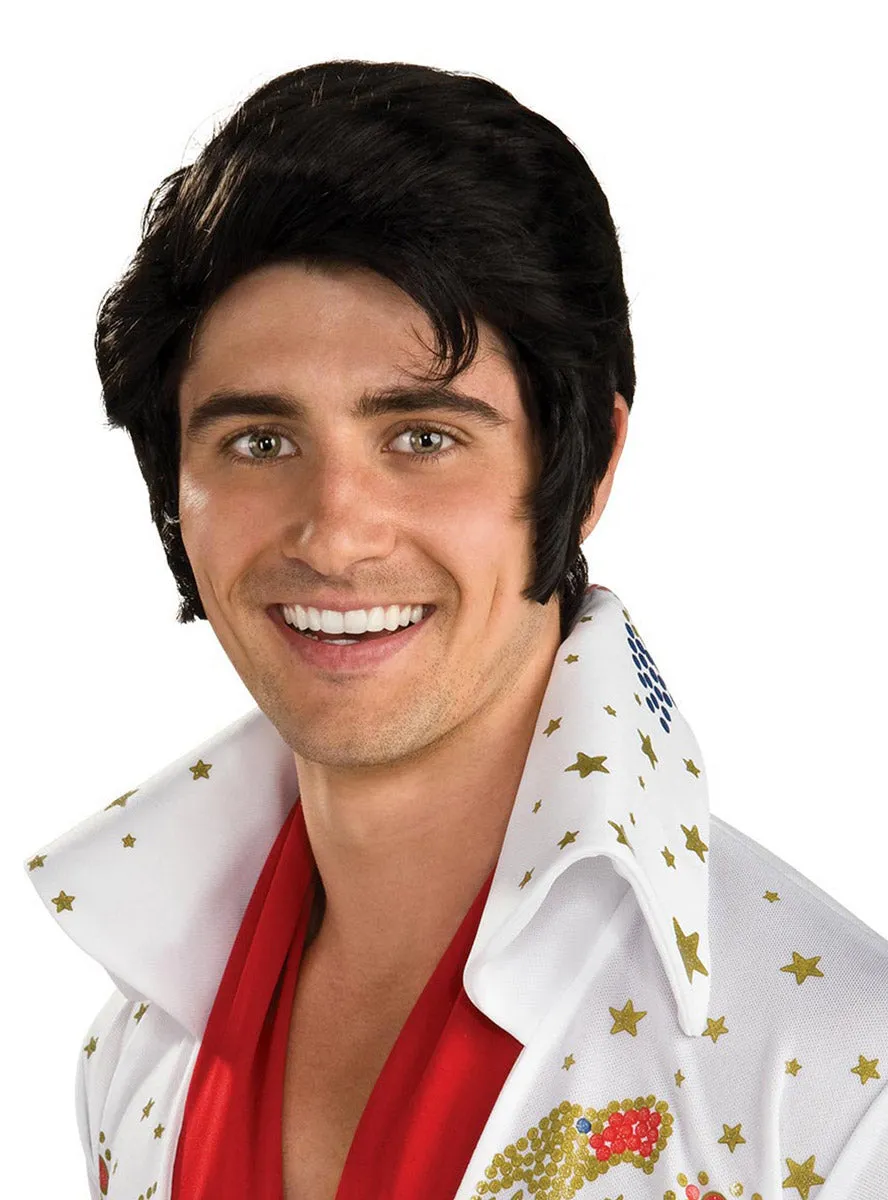 Elvis Presley Short Black Mens Costume Wig