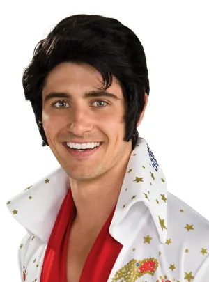 Elvis Presley Short Black Mens Costume Wig