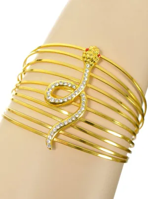 Embellished Gold Metal Snake Egyptian Costume Bracelet