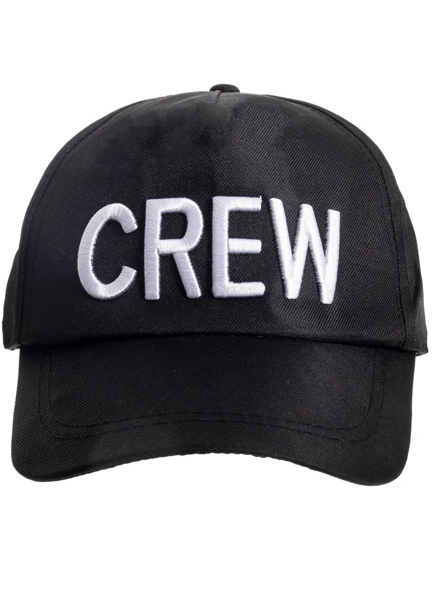 Embroidered Black and White Crew Baseball Cap