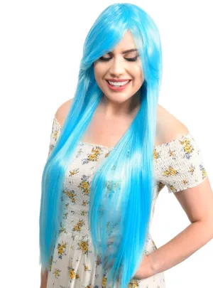 Emily Light Blue Womens Long Straight Costume Wig