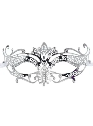 Enchanted Silver Metal Masquerade Mask with Rhinestones