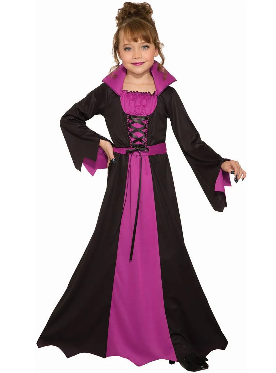 Enchanting Pink and Black Sorceress Girls Halloween Costume