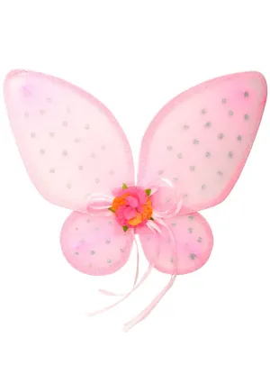 Enchanting Pink Glitter Girls Fairy Costume Wings
