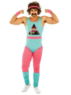 Energetic Mens 1980s Work It Fitness Instructor Costume