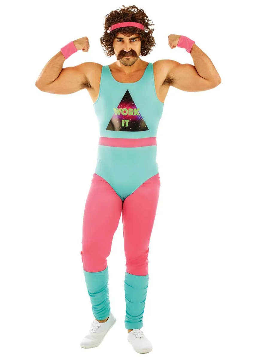 Energetic Mens 1980s Work It Fitness Instructor Costume