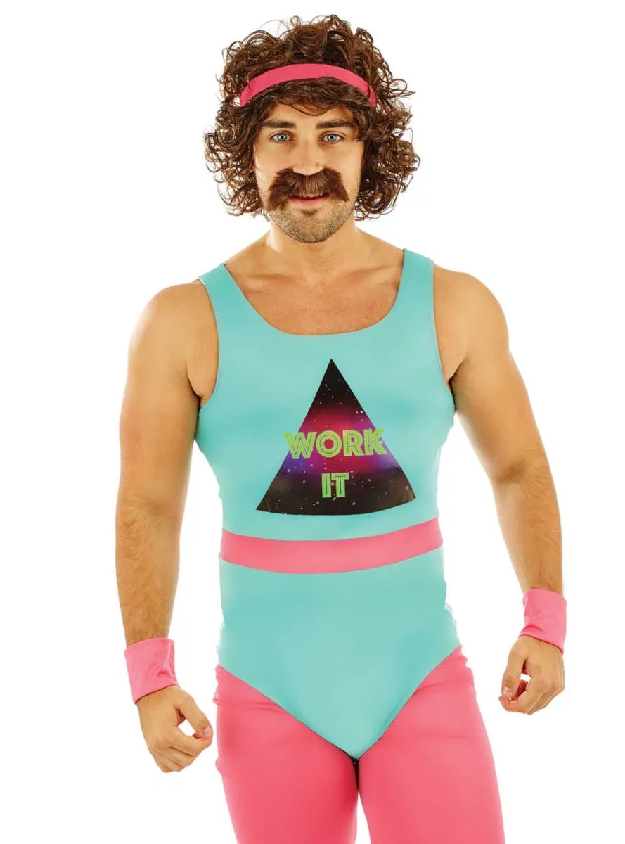 Energetic Mens 1980s Work It Fitness Instructor Costume