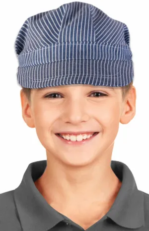 Engineer Blue and White Striped Kids Costume Cap