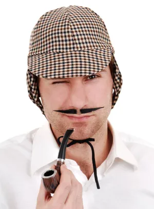 English Detective Inspector Thin Black Stick On Moustache