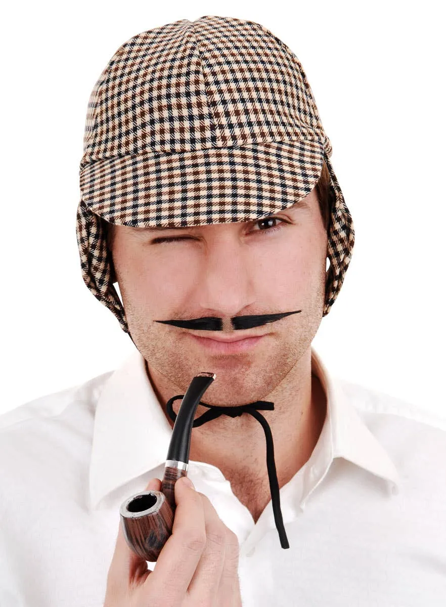 English Detective Inspector Thin Black Stick On Moustache
