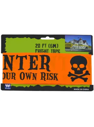 Enter At Own Risk Black and Orange Halloween Decoration Tape